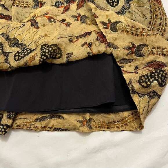 Diane Von Furstenberg Silk Brown Sheer Sleeves Knee Length Floral Dress Size 4 - Picture 5 of 13